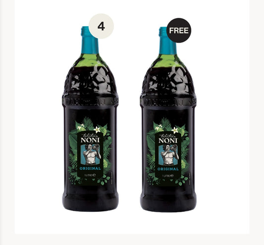Exclusive pack: Tahitian Noni® Original 4-Pack and another FREE Tahitian Noni® Original.